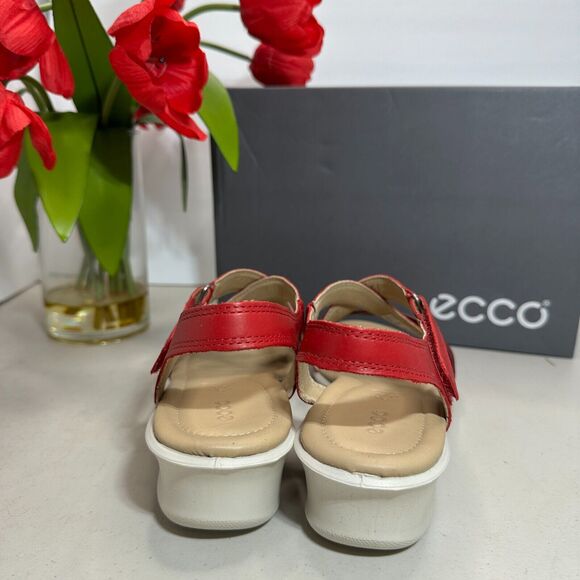 New Ecco Felicia Leather Wedge Sandal Chili Red 216513 Women's 11-11.5/EU42 NWB - Picture 5 of 10